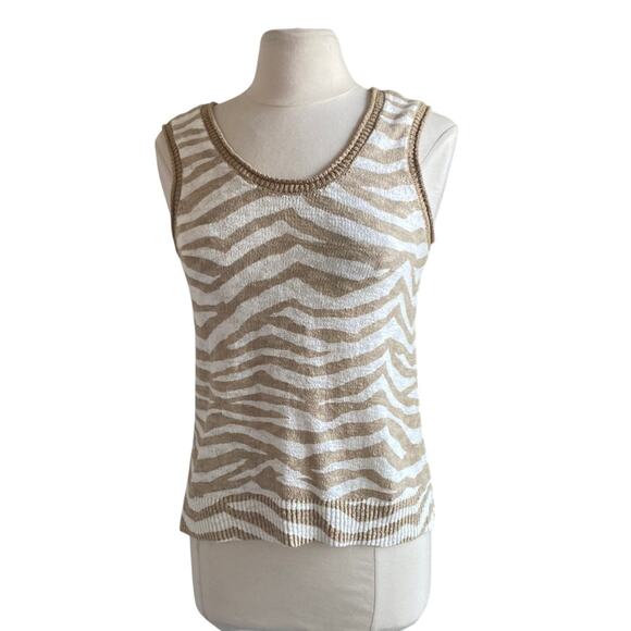 Lou & Grey Tops - LOU & GREY Zebra Print Tank Womens Sz Small Tan Cream Coastal